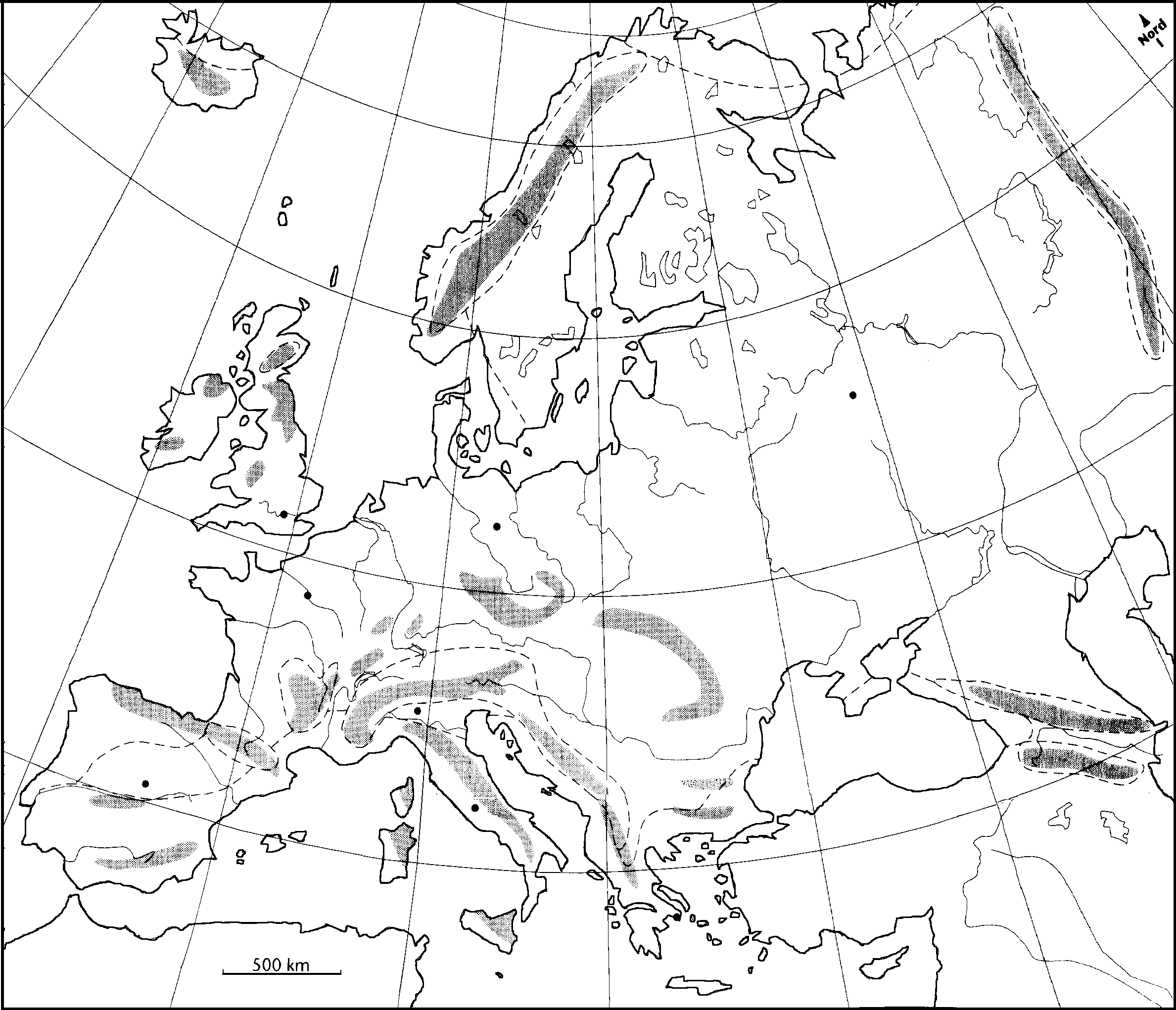 Carte du relief et du climat de l'Europe